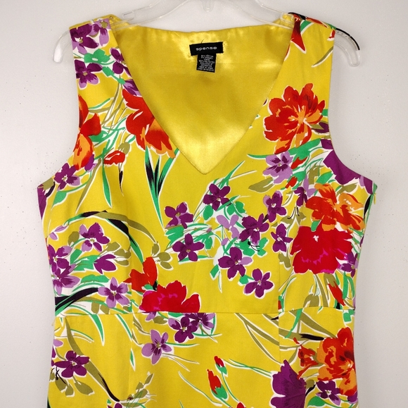 NWOT SPENSE Yellow Floral Fit & Flare Dress w/ Satin Lined Bodice Sz. 14 - Picture 2 of 11